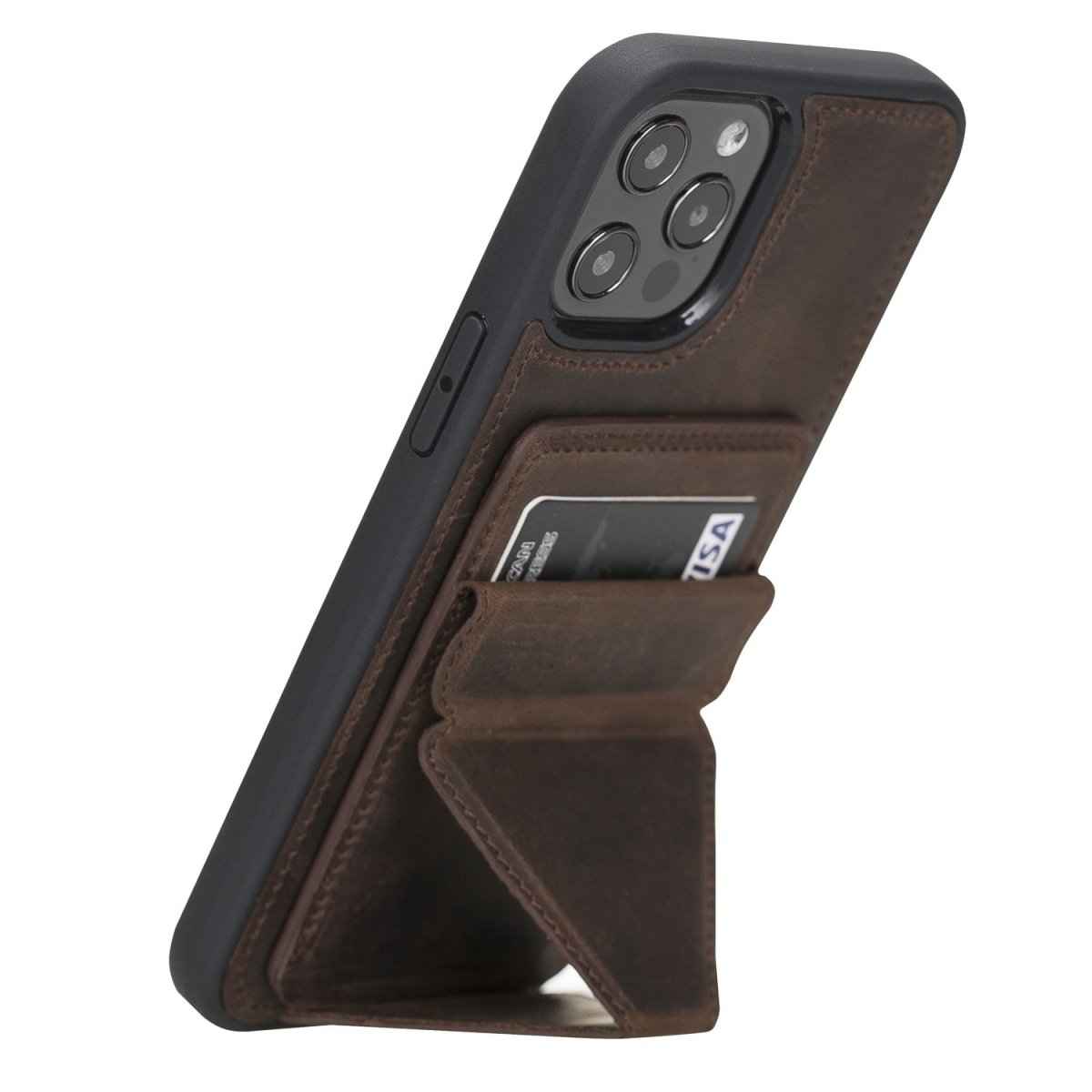 Bayelon iPhone 12 Pro Max 6.7" Leather Maggy Stand Cases Antique Brown