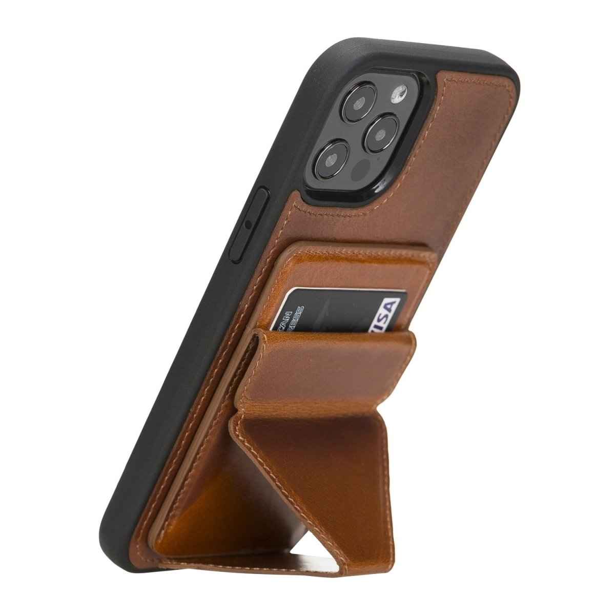Bayelon iPhone 12 Pro Max 6.7" Leather Maggy Stand Cases Rustic Tan