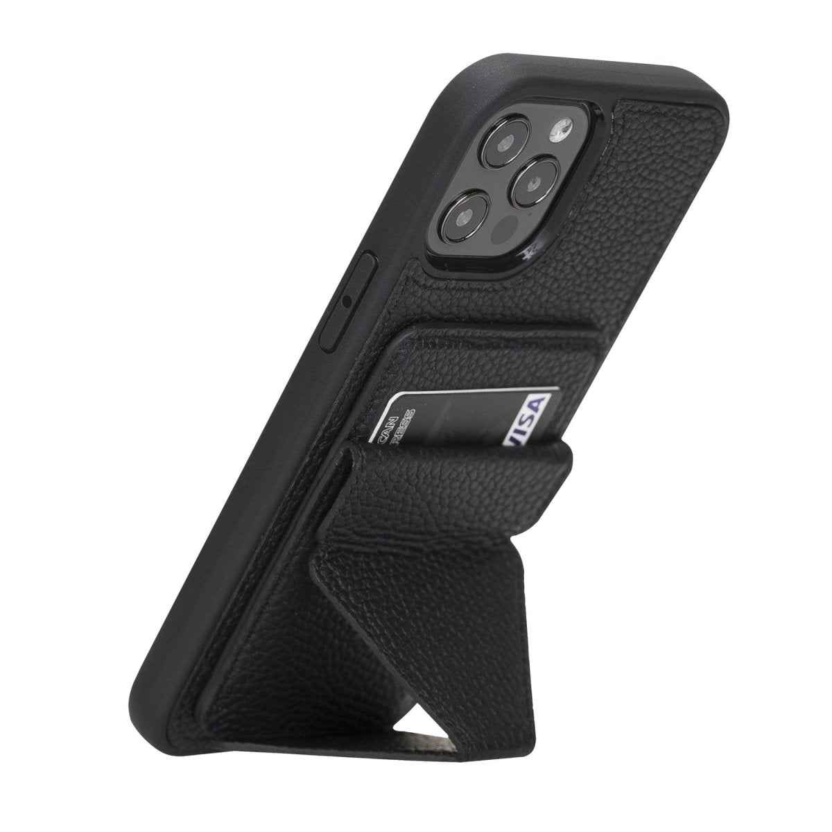 Bayelon iPhone 12 Pro Max 6.7" Leather Maggy Stand Cases Floater Black