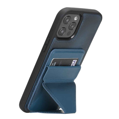 Bayelon iPhone 12 Pro Max 6.7" Leather Maggy Stand Cases Burnt Blue