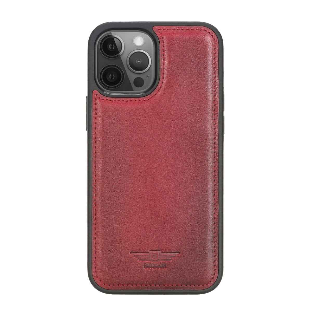 Bayelon iPhone 12 Pro Max 6.7" Leather Snap-on Back Cover Burnished Red