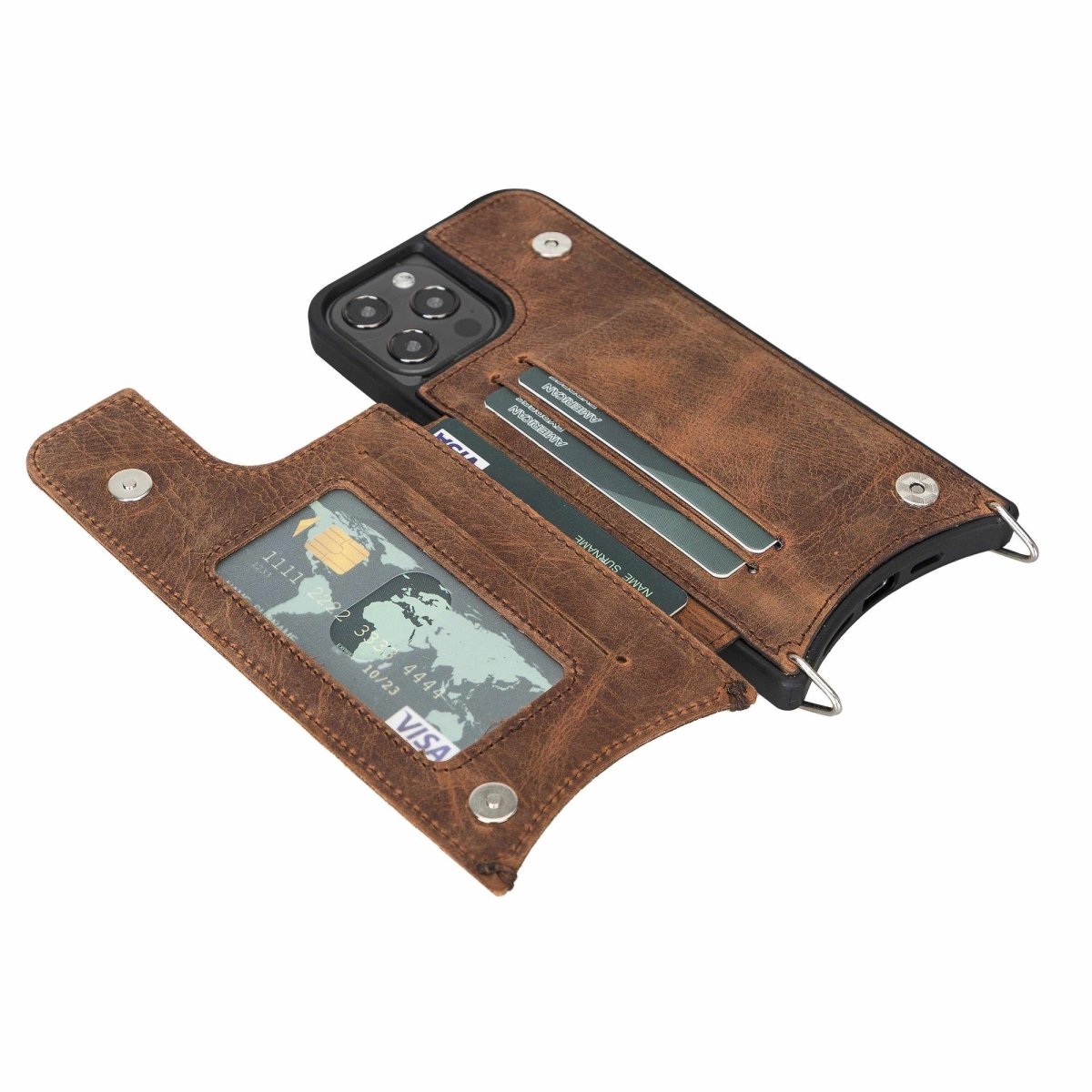 Bayelon iPhone 12 Pro Max Crossbody Leather Phone Case
