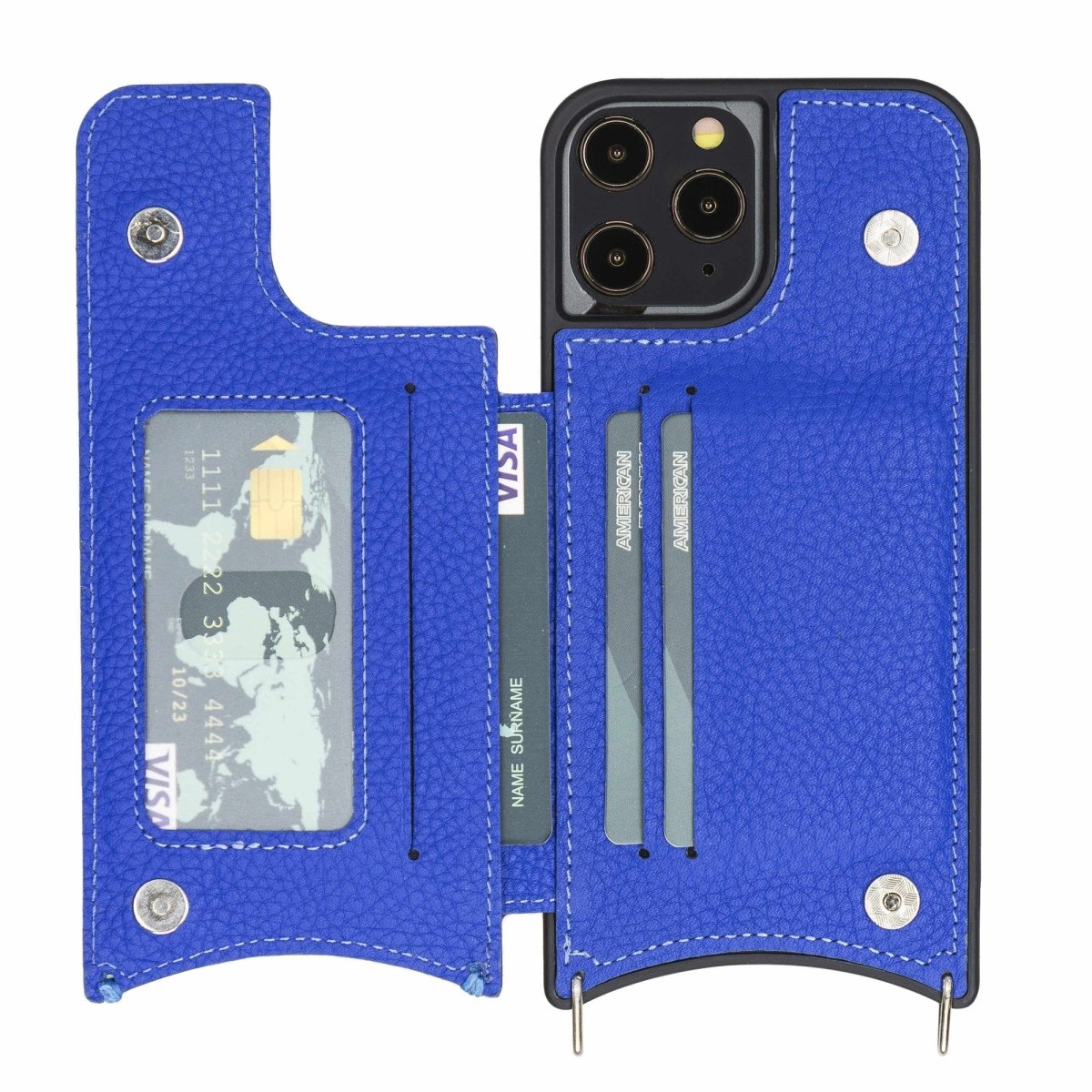 Bayelon iPhone 12 Pro Max Crossbody Leather Phone Case Royal Blue