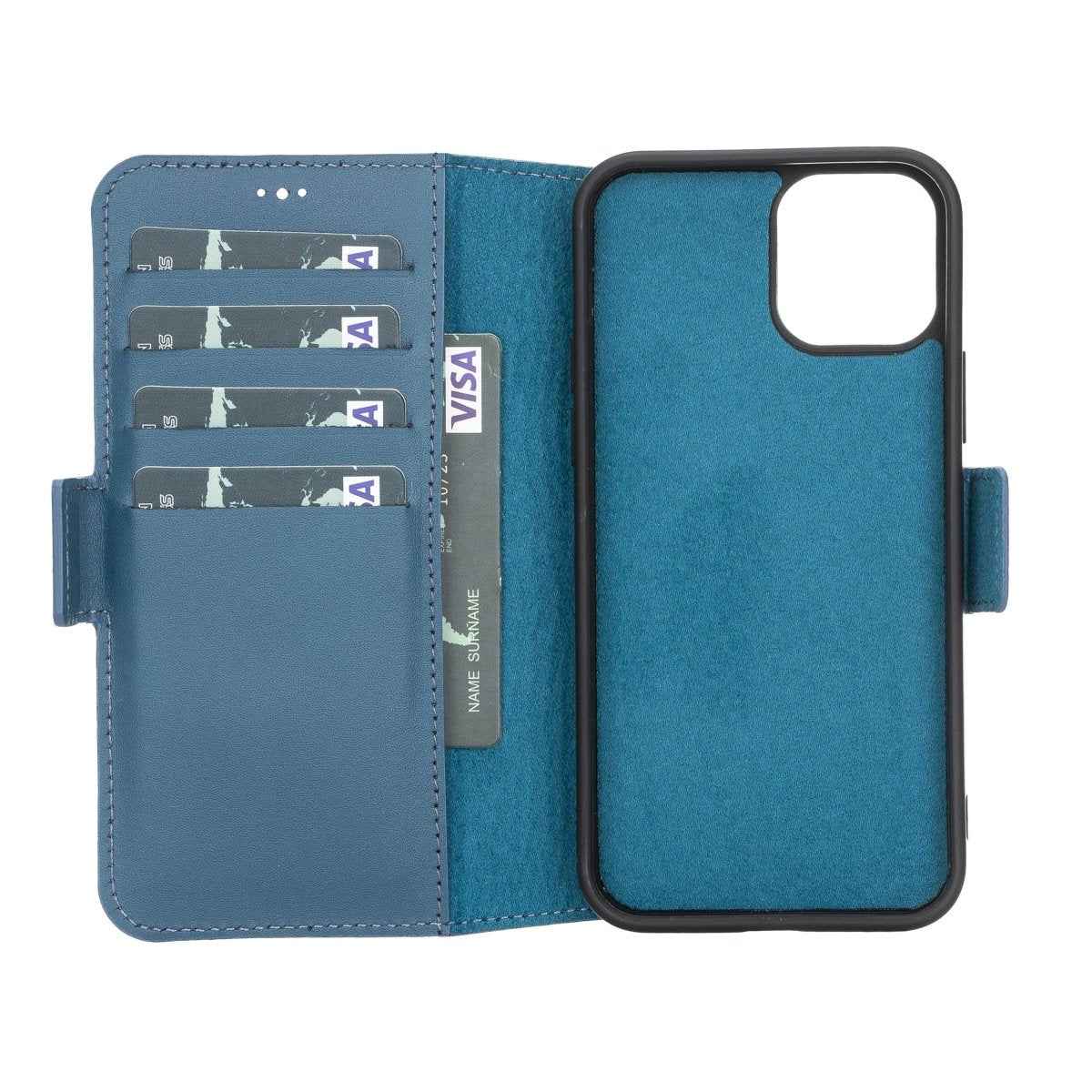 Bayelon iPhone 12 Pro Max Leather Wallet Case Burnt Blue