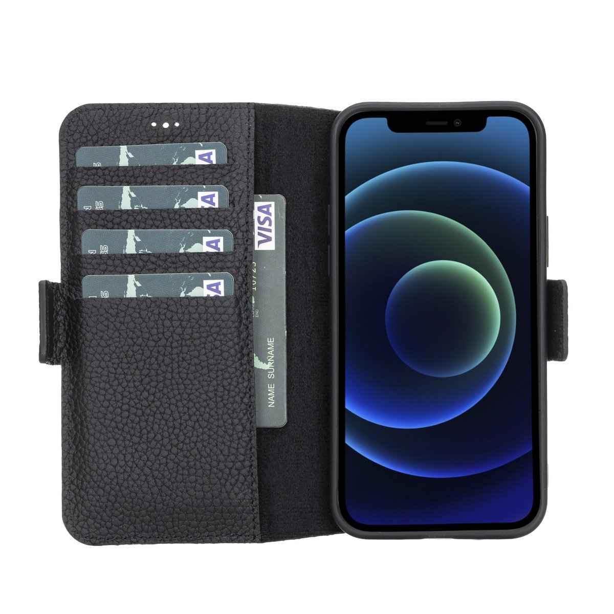 Bayelon iPhone 12 Pro Max Leather Wallet Case Floater Black