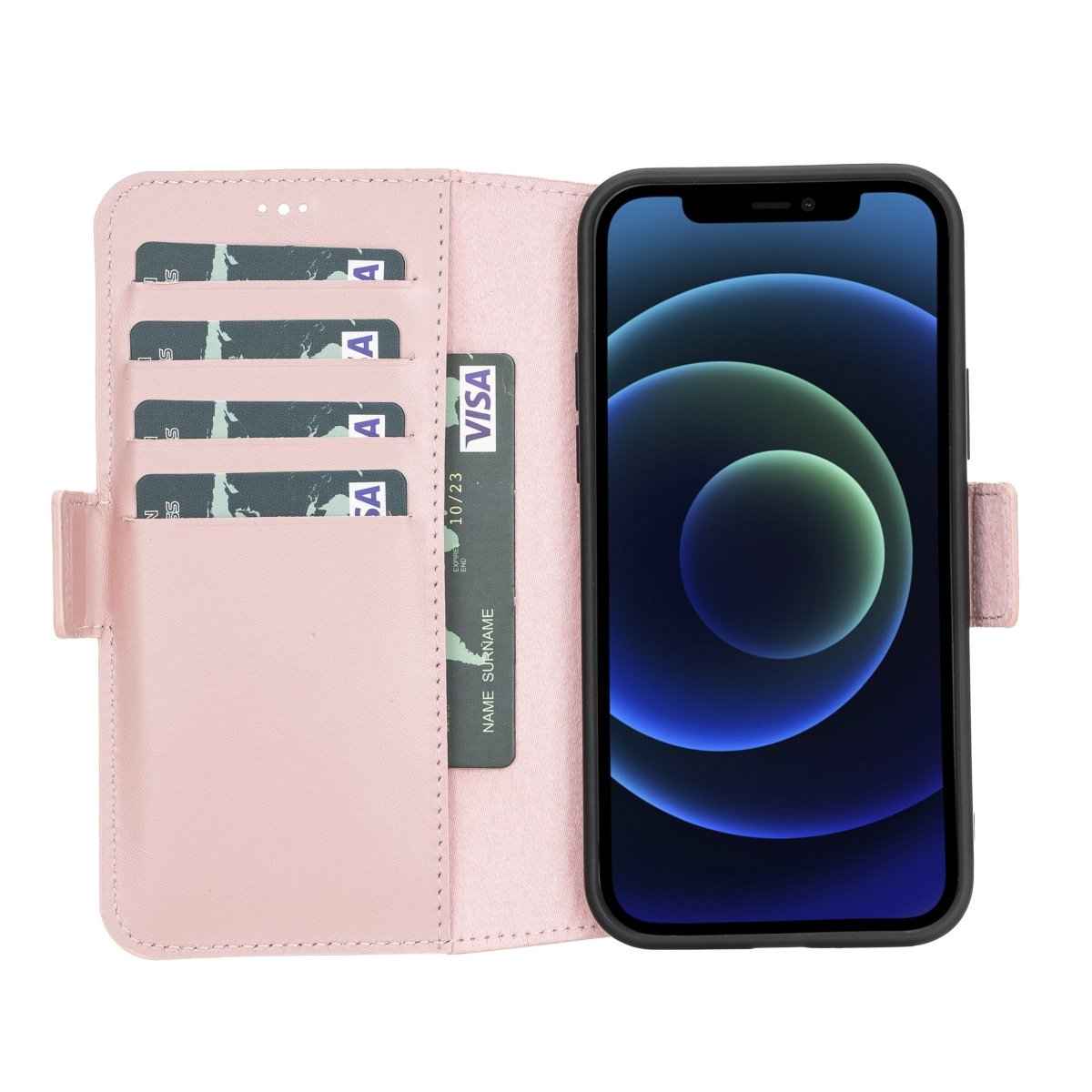 Bayelon iPhone 12 Pro Max Leather Wallet Case Nude Pink