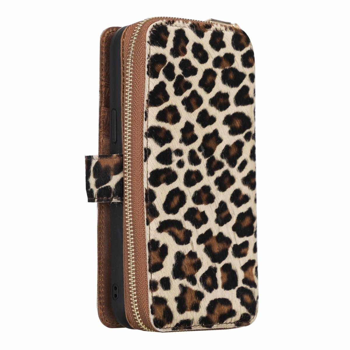 Bayelon iPhone 12 Pro Max Zipper Leather Wallet Case Purse with Holster