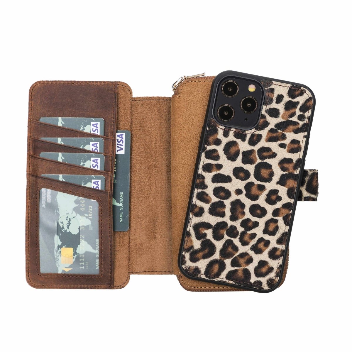 Bayelon iPhone 12 Pro Max Zipper Leather Wallet Case Purse with Holster
