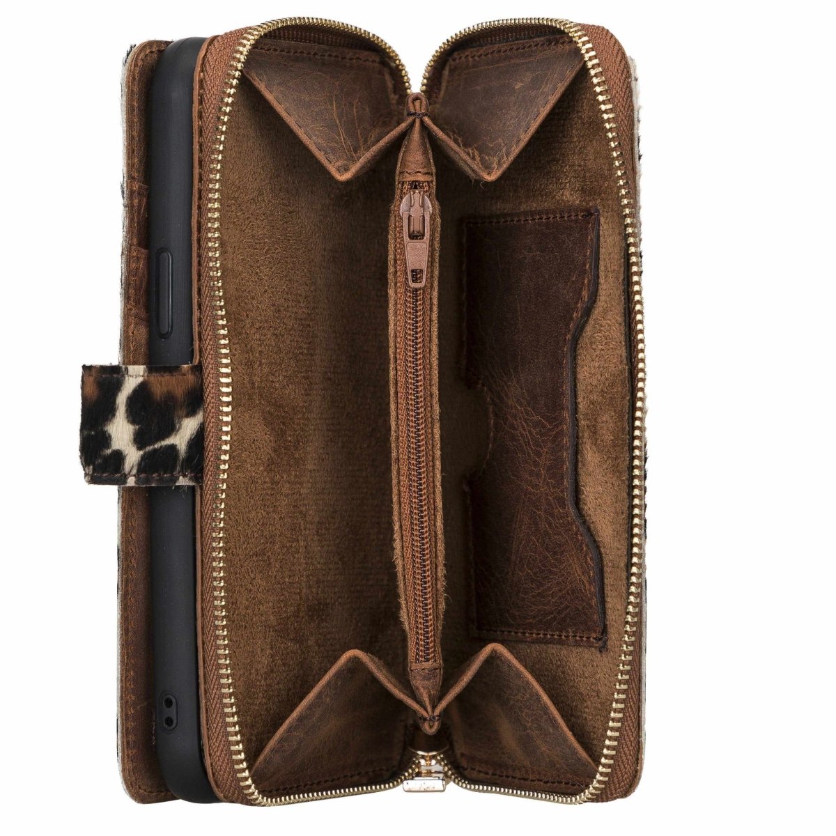 Bayelon iPhone 12 Pro Max Zipper Leather Wallet Case Purse with Holster