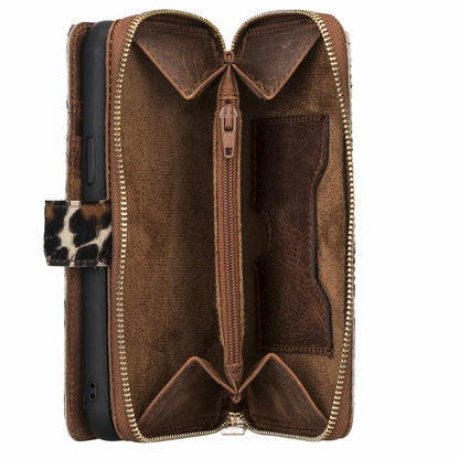 Bayelon iPhone 12 Pro Max Zipper Leather Wallet Case Purse with Holster