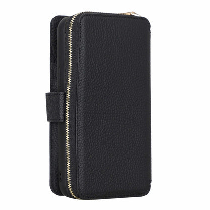 Bayelon iPhone 12 Pro Max Zipper Leather Wallet Case Purse with Holster