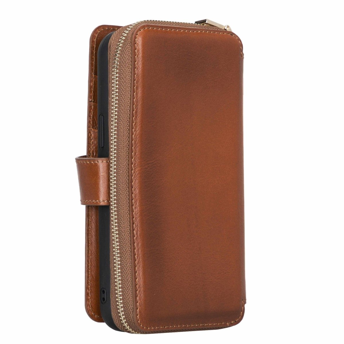 Bayelon iPhone 12 Pro Max Zipper Leather Wallet Case Purse with Holster