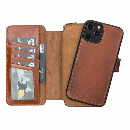 Bayelon iPhone 12 Pro Max Zipper Leather Wallet Case Purse with Holster