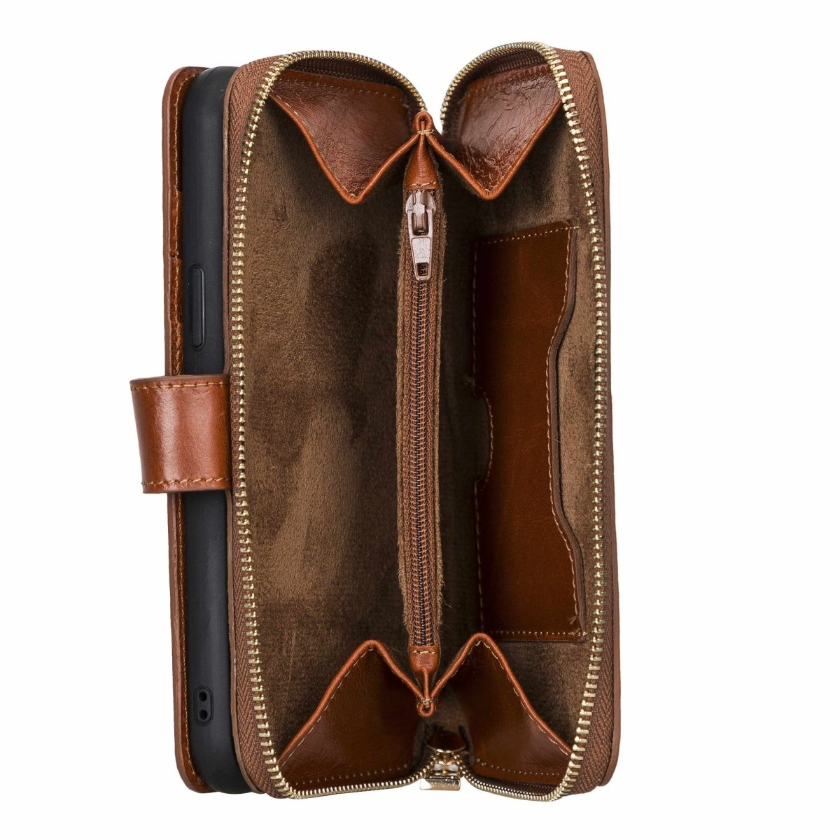 Bayelon iPhone 12 Pro Max Zipper Leather Wallet Case Purse with Holster