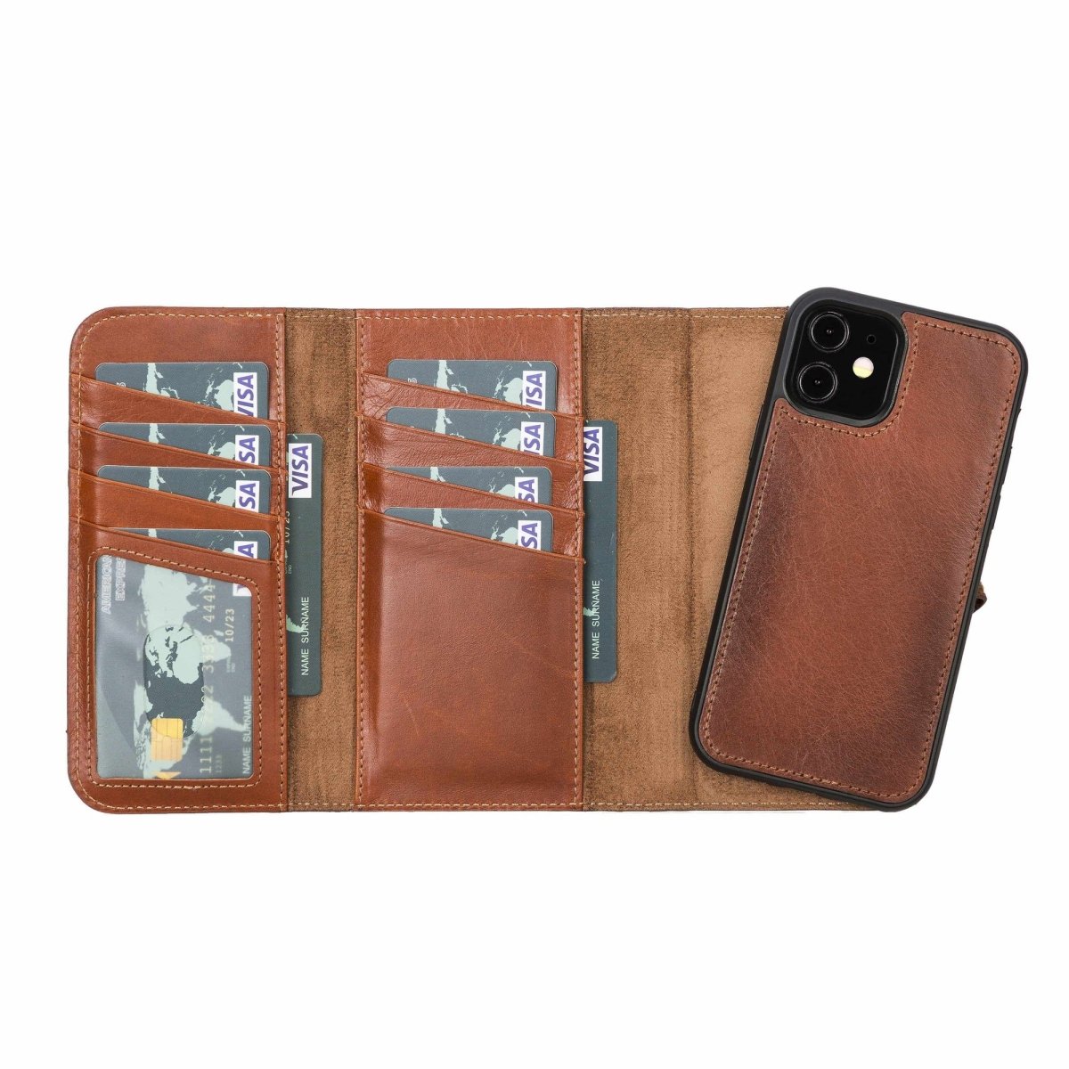 Bayelon iPhone 12 and 12 Pro Trifold Leather Wallet Case