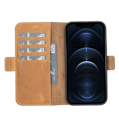 Bayelon iPhone 13 Pro Max Leather Flip Cover Wallet Case with Kickstand Antique Camel