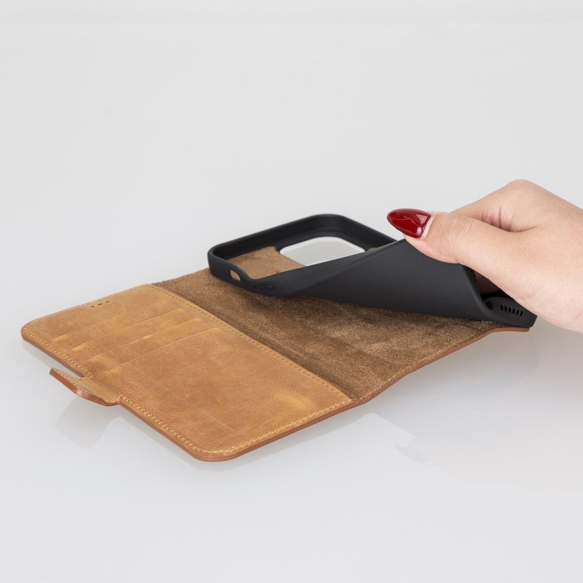 Bayelon iPhone 13 Pro Max Leather Flip Cover Wallet Case with Kickstand