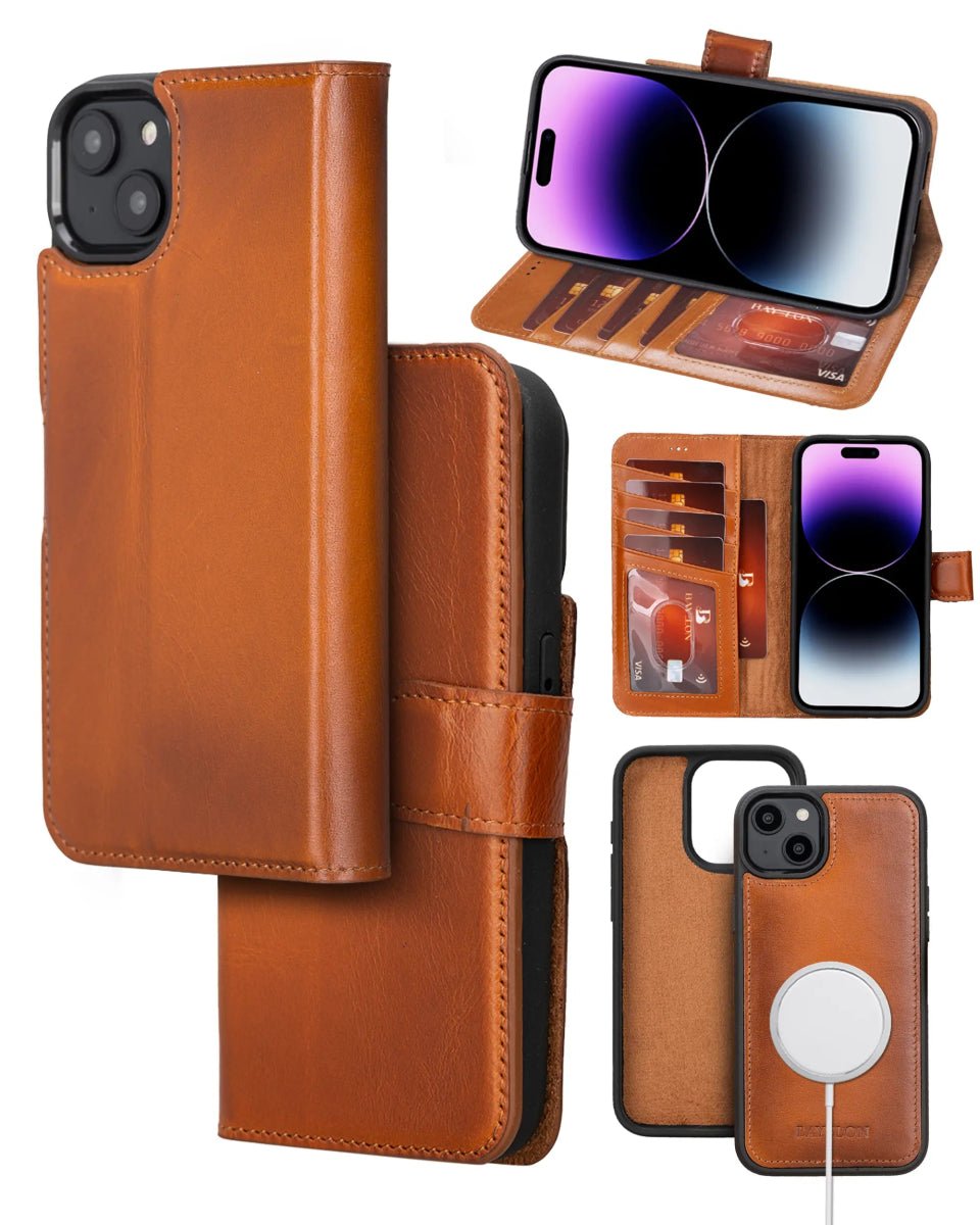 Bayelon iPhone 14 Detachable Leather Wallet Case with Kickstand