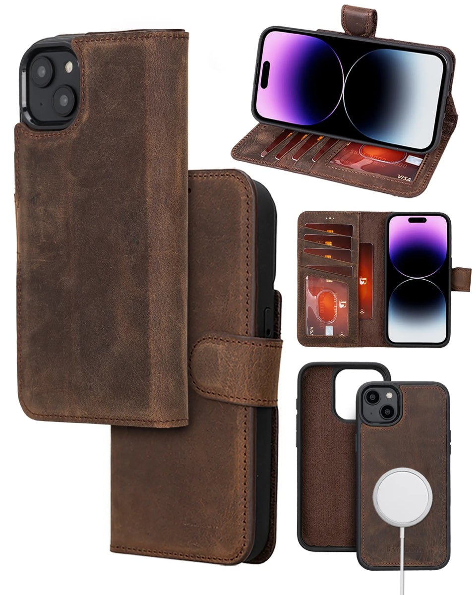Bayelon iPhone 14 Detachable Leather Wallet Case with Kickstand