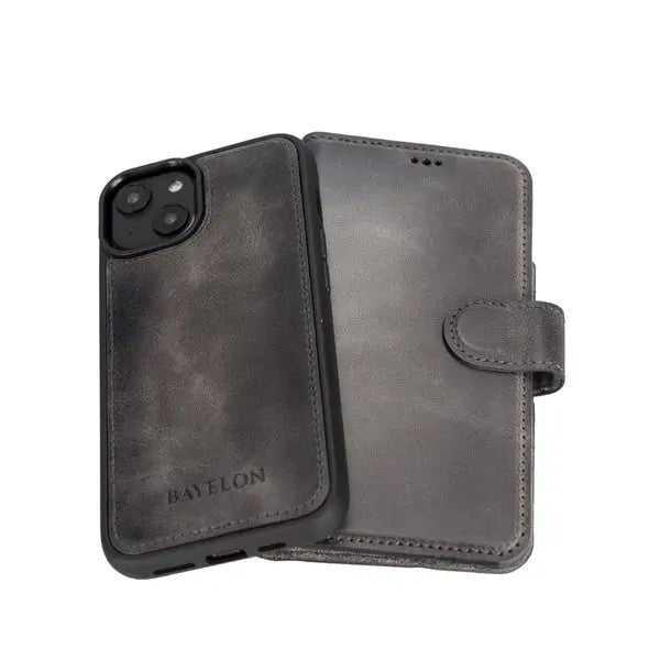 Bayelon iPhone 14 Detachable Leather Wallet Case with Kickstand