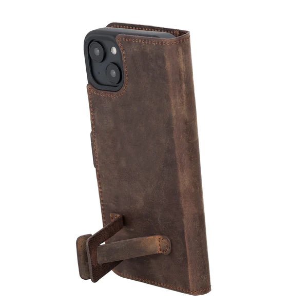Bayelon iPhone 14 Leather Flip Cover Wallet Case with Kickstand