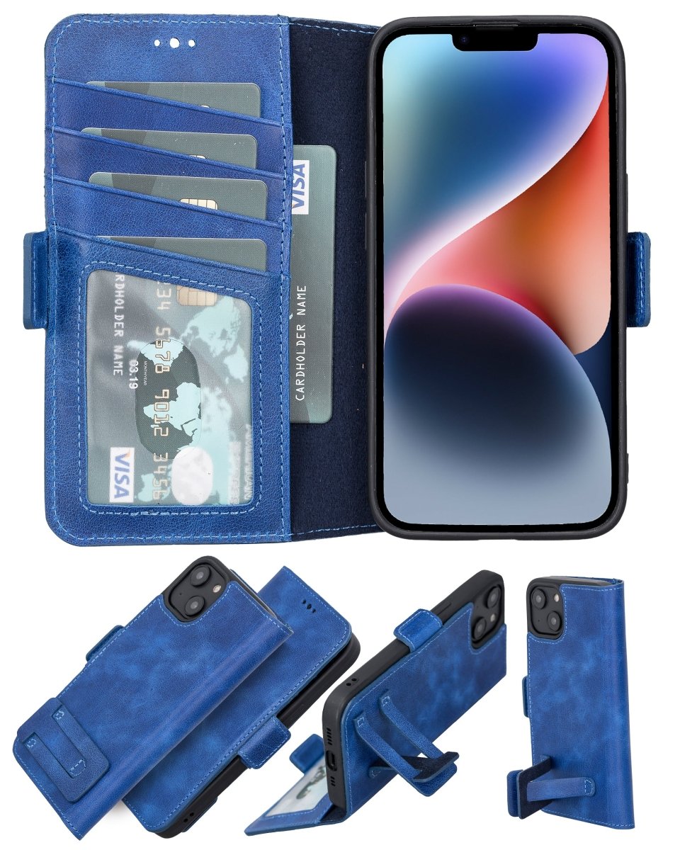 Bayelon iPhone 14 Leather Flip Cover Wallet Case with Kickstand