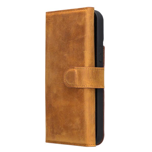 Bayelon iPhone 14 Plus Trifold Full Grain Leather Wallet Case