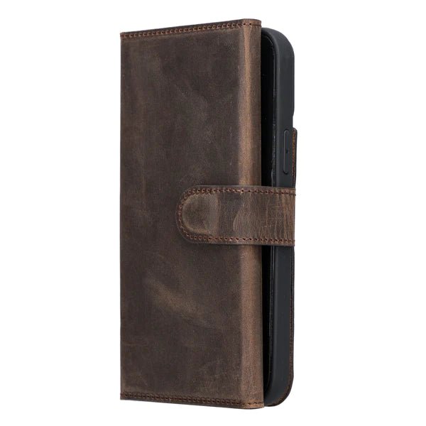 Bayelon iPhone 14 Plus Trifold Full Grain Leather Wallet Case