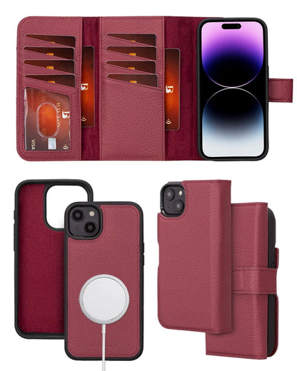 Bayelon iPhone 14 Plus Trifold Full Grain Leather Wallet Case