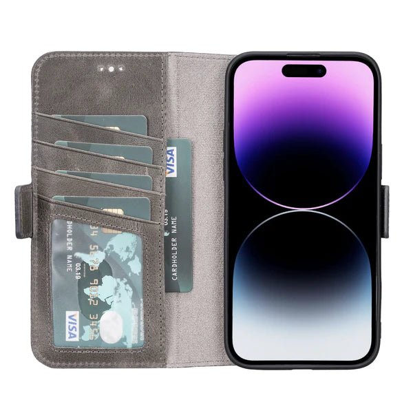 Bayelon iPhone 14 Pro Leather Flip Cover Wallet Case with Kickstand