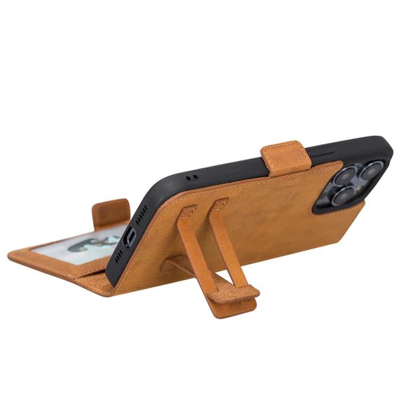 Bayelon iPhone 14 Pro Leather Flip Cover Wallet Case with Kickstand