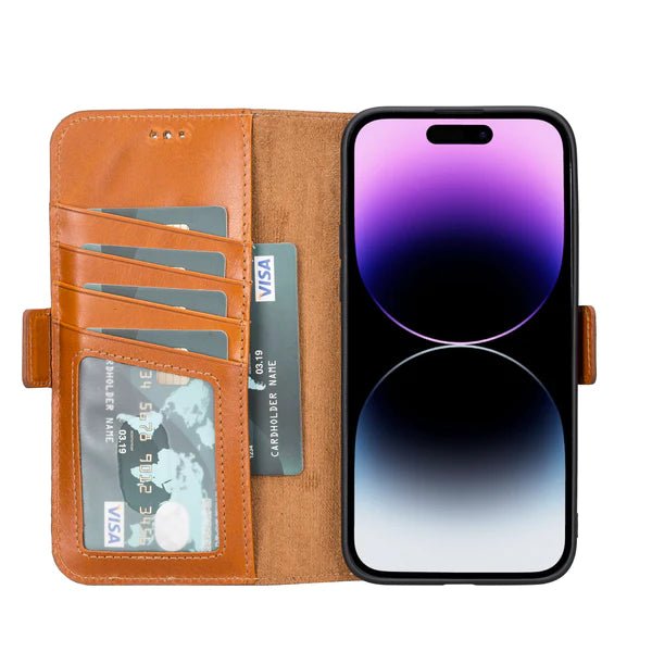 Bayelon iPhone 14 Pro Max Leather Flip Cover Wallet Case with Kickstand