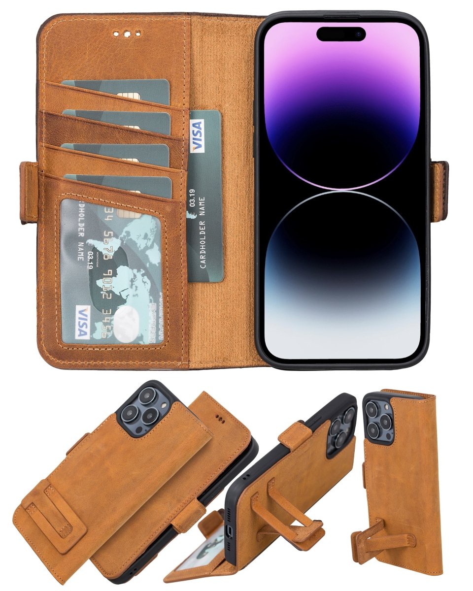 Bayelon iPhone 14 Pro Max Leather Flip Cover Wallet Case with Kickstand