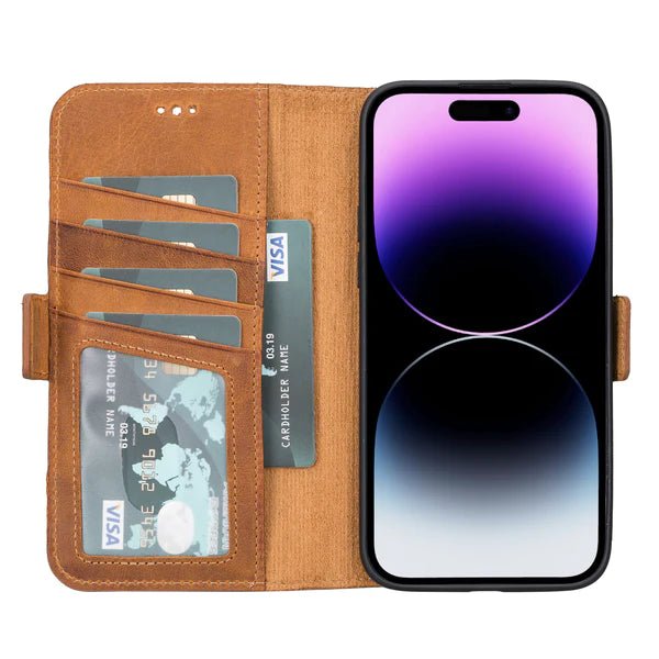 Bayelon iPhone 14 Pro Max Leather Flip Cover Wallet Case with Kickstand
