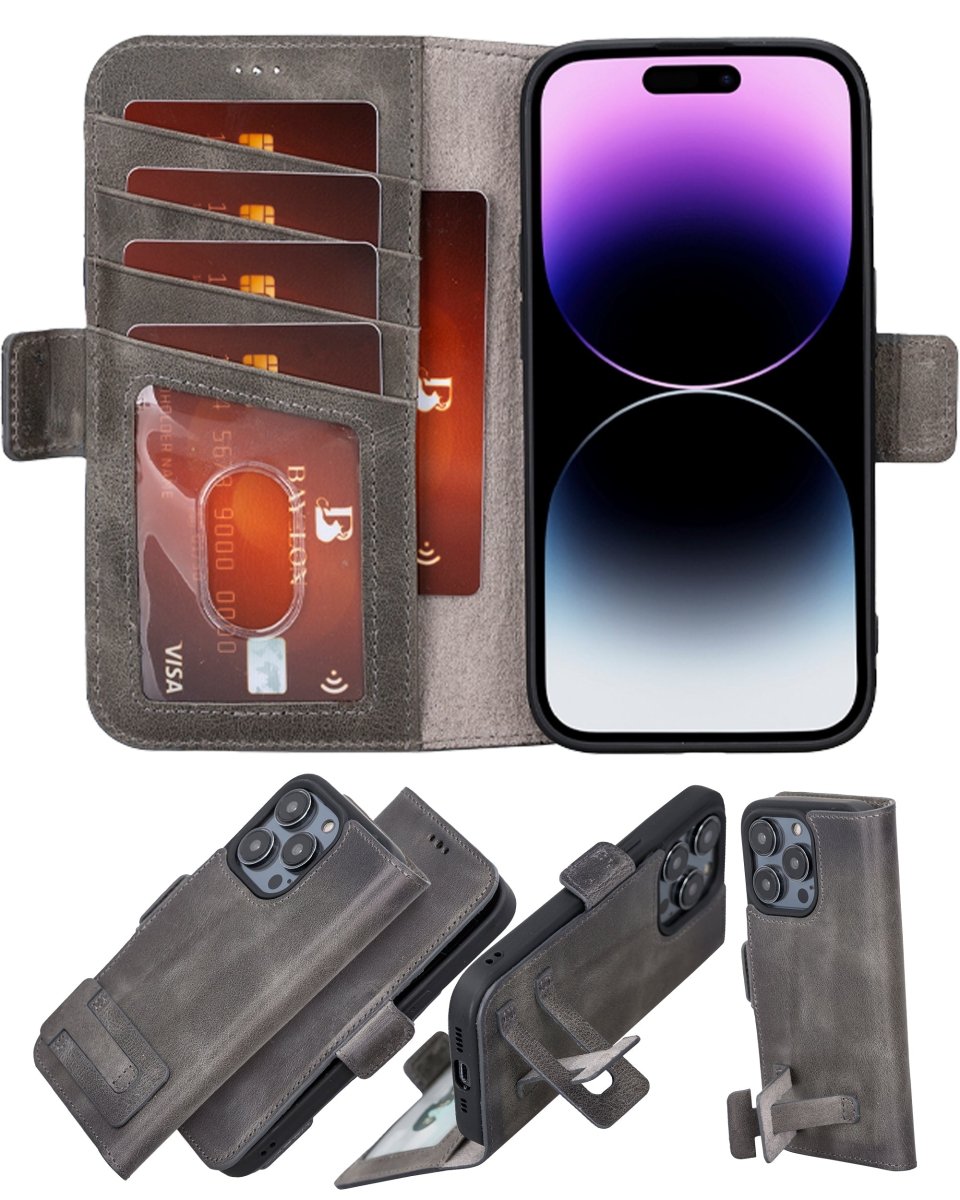 Bayelon iPhone 14 Pro Max Leather Flip Cover Wallet Case with Kickstand