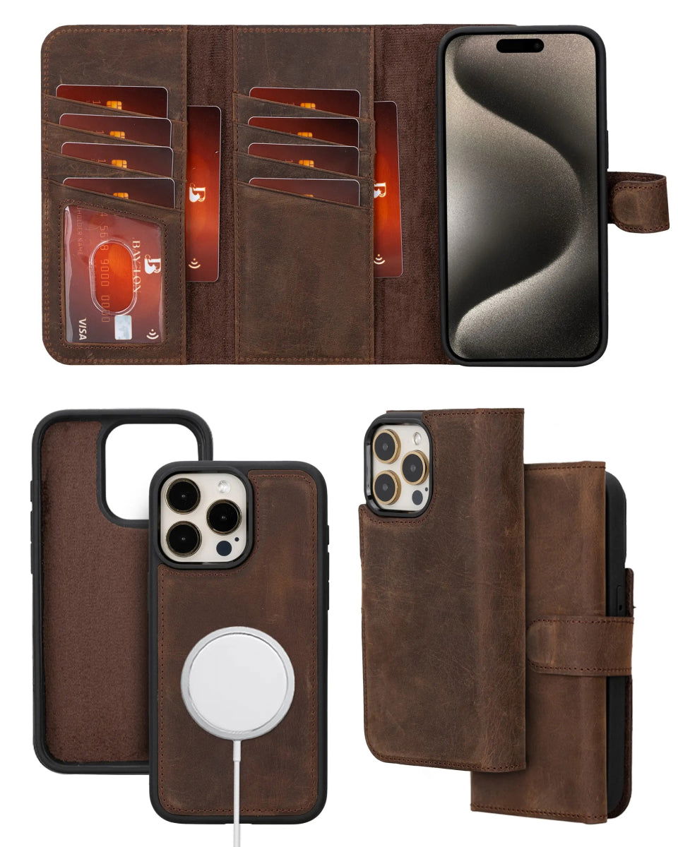 Bayelon iPhone 14 Pro Max Trifold Leather Wallet Case