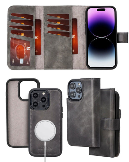 Bayelon iPhone 14 Pro Max Trifold Leather Wallet Case
