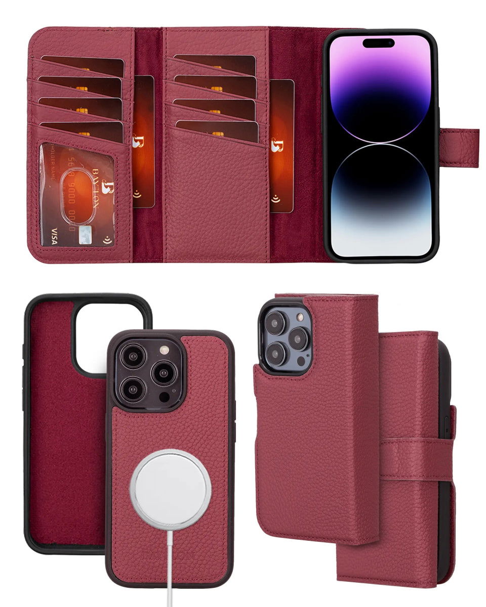 Bayelon iPhone 14 Pro Max Trifold Leather Wallet Case
