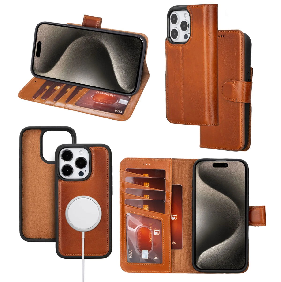 Bayelon iPhone 15 Pro Detachable Wallet Case