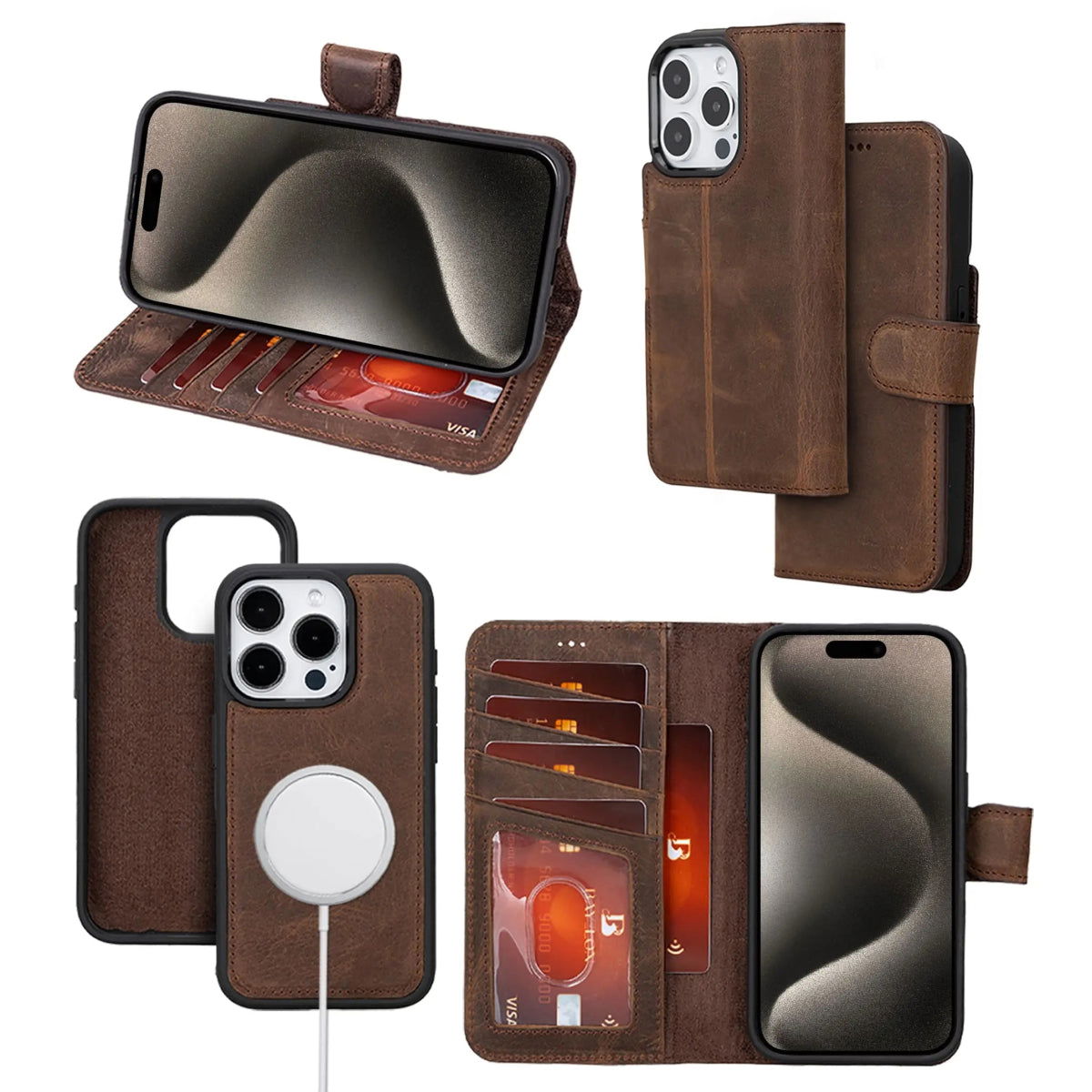 Bayelon iPhone 15 Pro Detachable Wallet Case