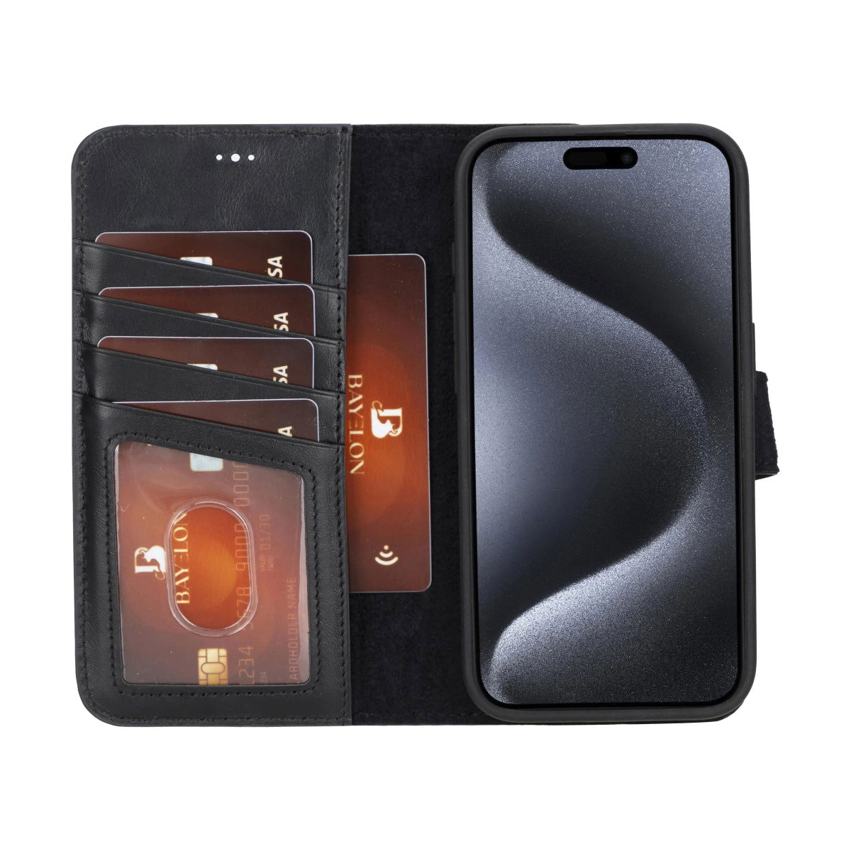 Bayelon iPhone 15 Pro Detachable Wallet Case