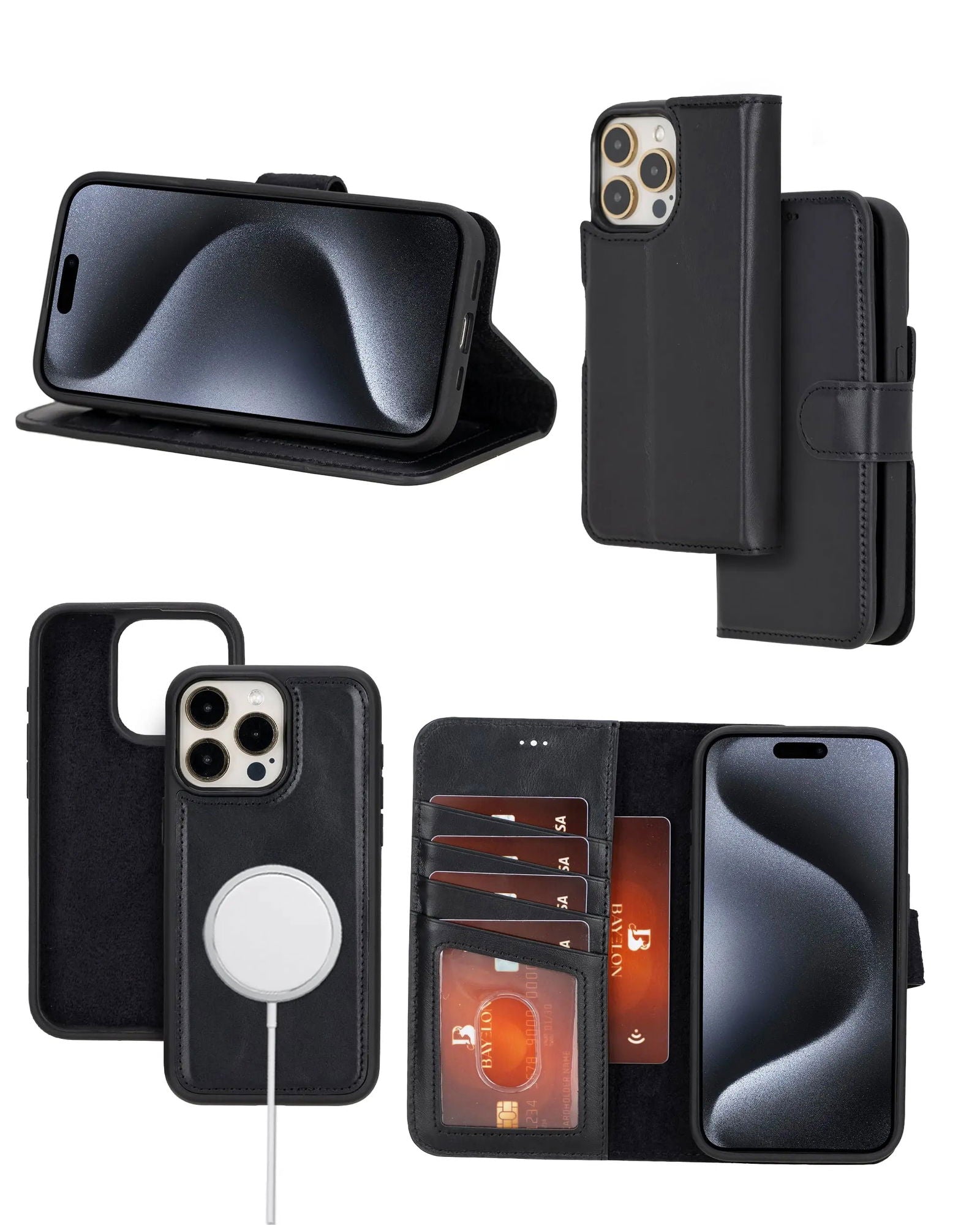 Bayelon iPhone 15 Pro Max Detachable Wallet Case