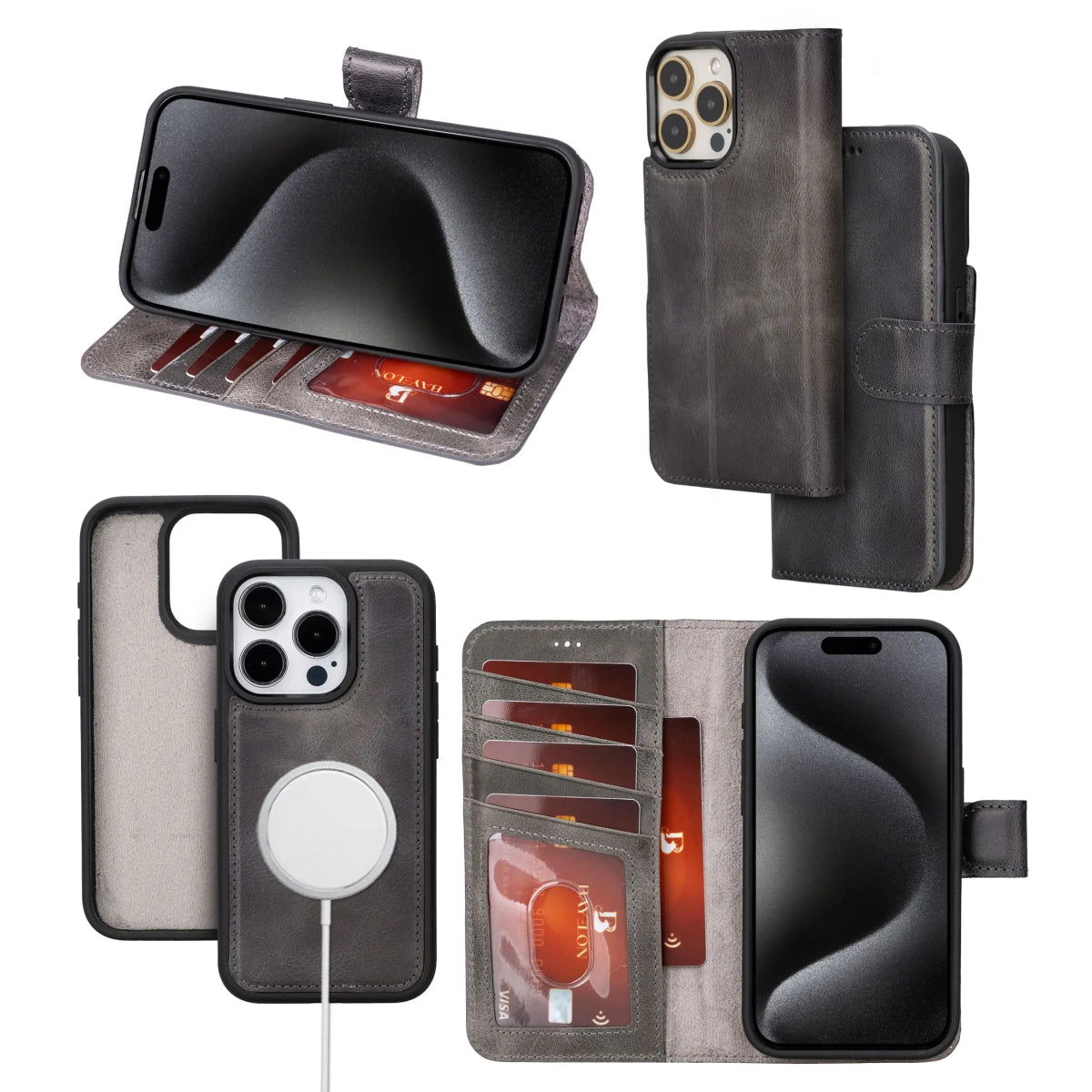 Bayelon iPhone 15 Pro Max Detachable Wallet Case