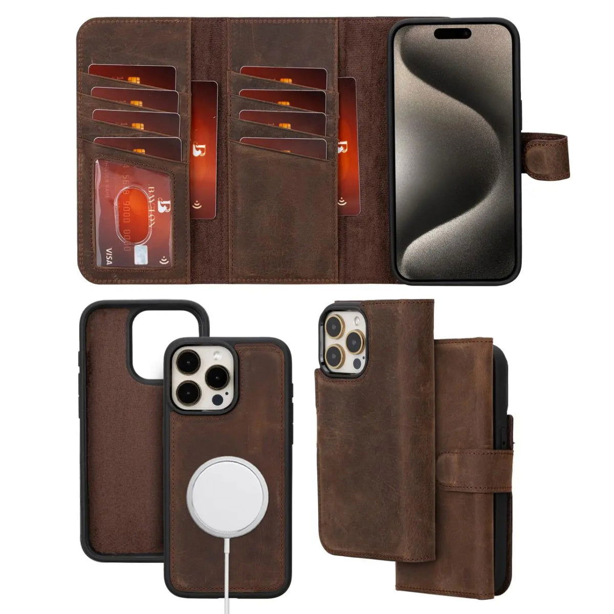Bayelon iPhone 15 Pro Max Trifold Wallet Case