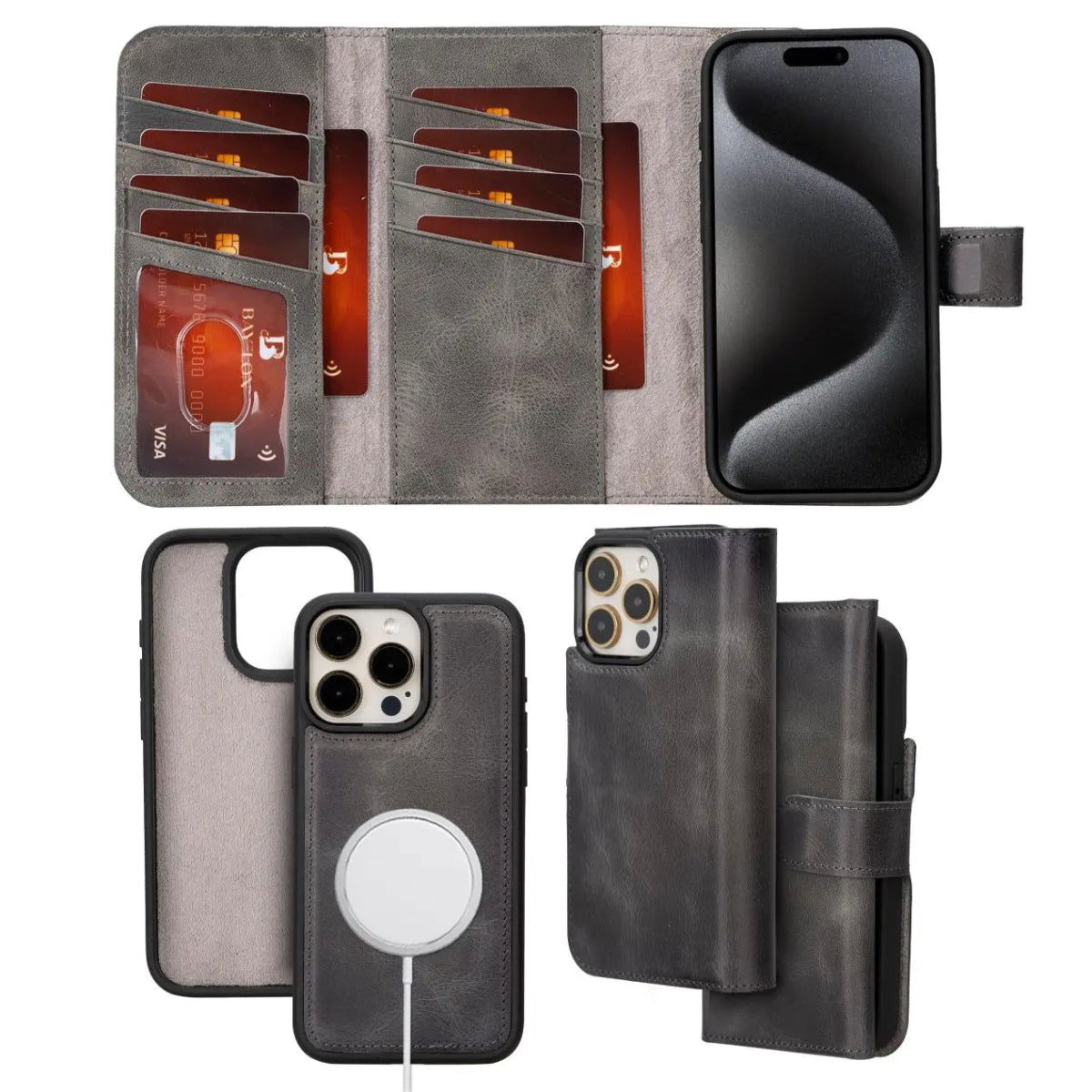 Bayelon iPhone 15 Pro Max Trifold Wallet Case