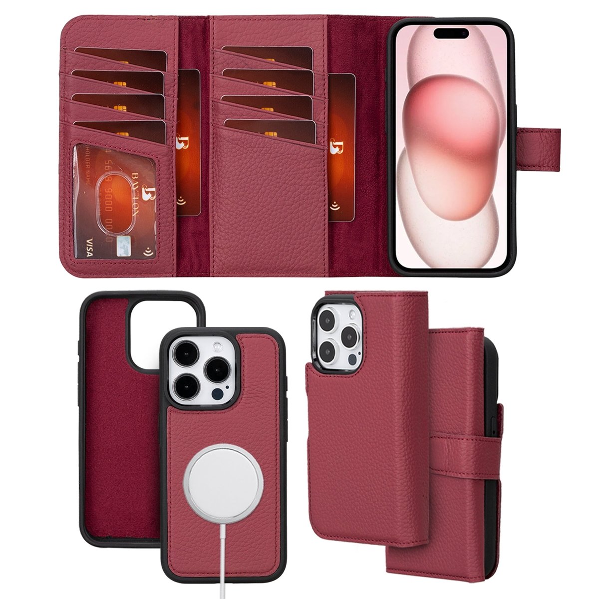 Bayelon iPhone 15 Pro Trifold Wallet Case