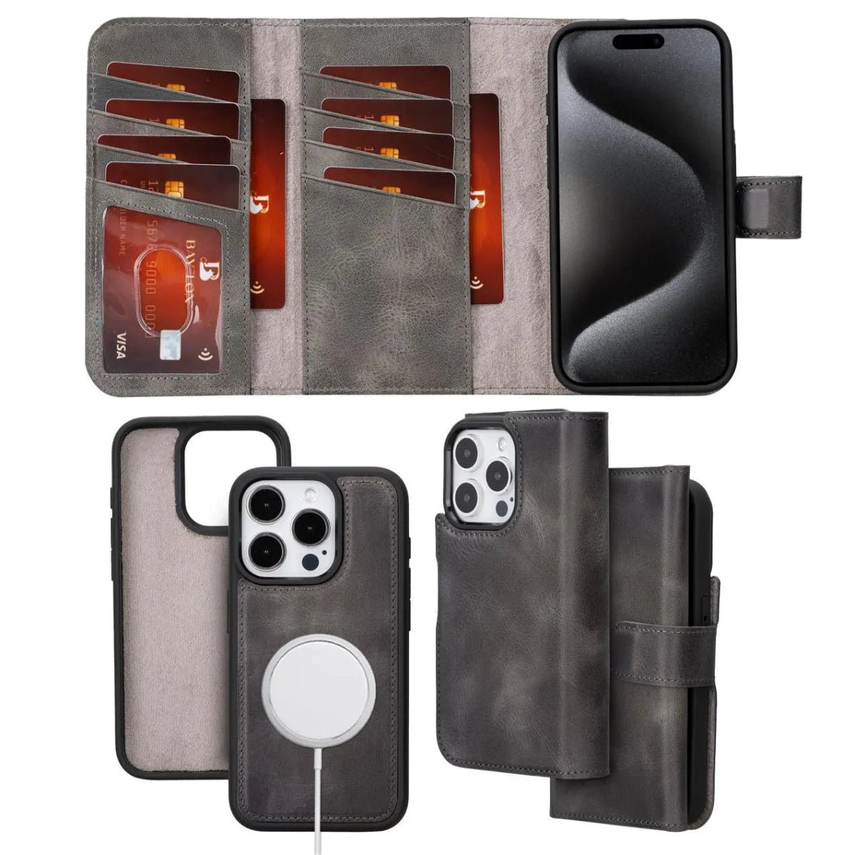 Bayelon iPhone 15 Pro Trifold Wallet Case