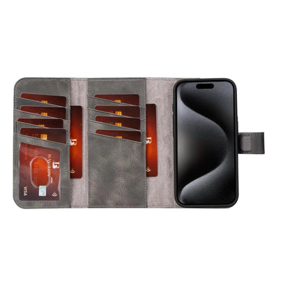 Bayelon iPhone 15 Pro Trifold Wallet Case Smoked Black