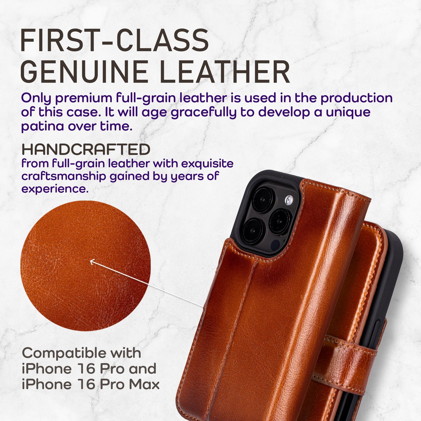 Bayelon iPhone 16 Pro Flip Cover Wallet Case