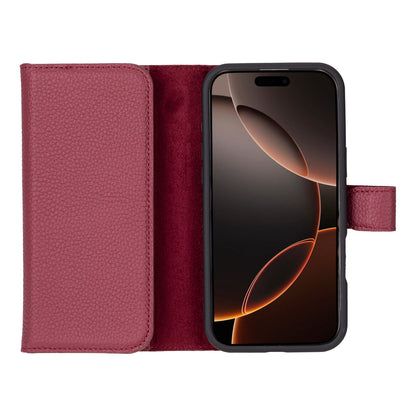 Bayelon iPhone 16 Pro Max Trifold Wallet Case Burgundy
